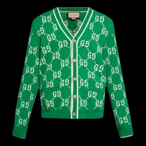 Gucci Jumbo GG Jacquard Cardigan 'Green'