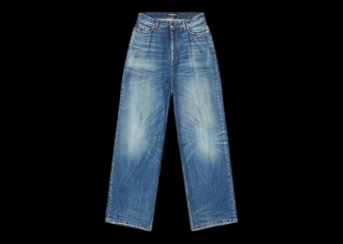 Balenciaga Women's Pull-Up Vintage Denim Pants Blue