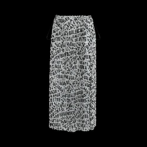 Balenciaga Women's Accordion Pleated Drawstring Midi Skirt Grey