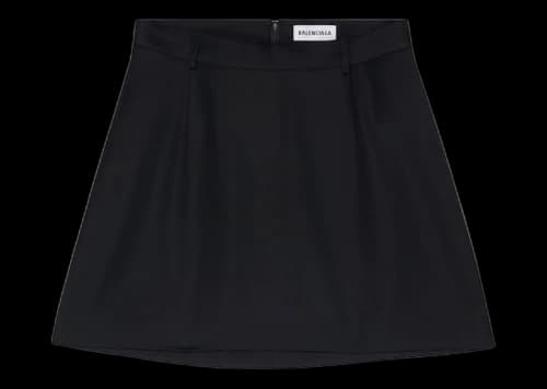 Balenciaga Women's Virgin Wool Twill Large Fit Mini Skirt Black
