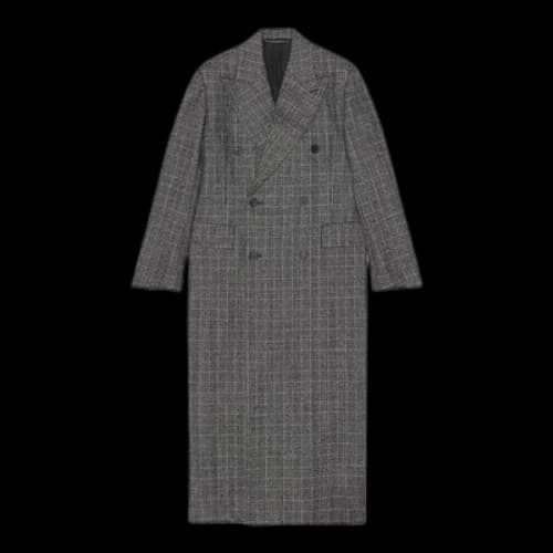 Balenciaga Double Breasted Check Coat 'Black Grey'