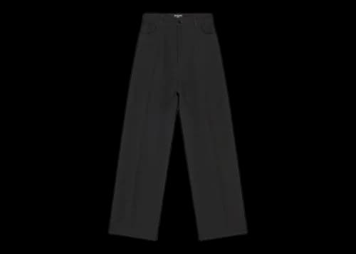 Balenciaga Wool Gabardine Baggy Tailored Pants Black