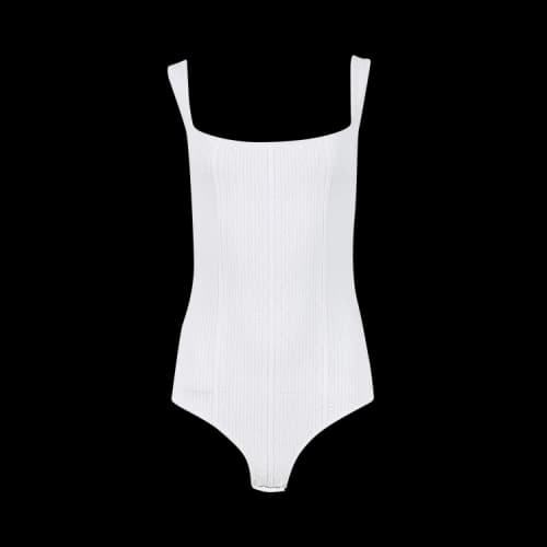 Bottega Veneta Lightweight Fluid Viscose Loops Bodysuit 'White'