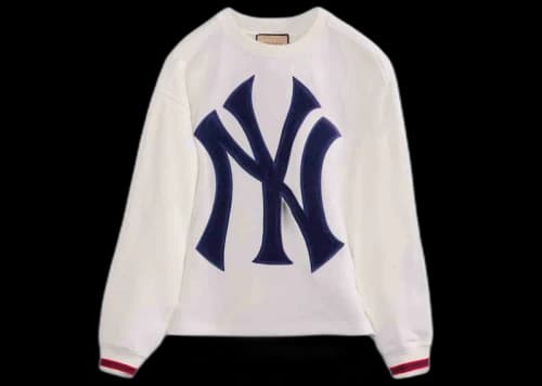 Gucci x MLB 2022 Cotton Jersey Sweatshirt with Yankees Patch White