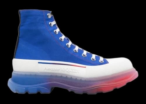 Alexander McQueen Tread Slick Boot Clear Sole Gradient Electric Blue Off-White Bright Red