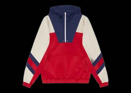 Gucci Neoprene Half-Zip Webbed Jacket Red/Ivory/Blue/Red