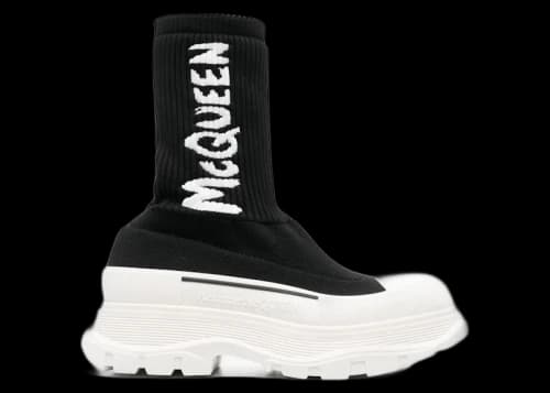 Alexander McQueen Logo Intarsia Chunky Sock Sneaker Black Ice (Women's)
