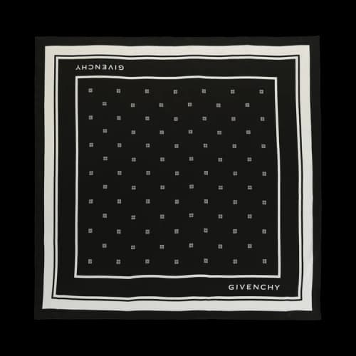 Givenchy Silk Logo Scarf Black White
