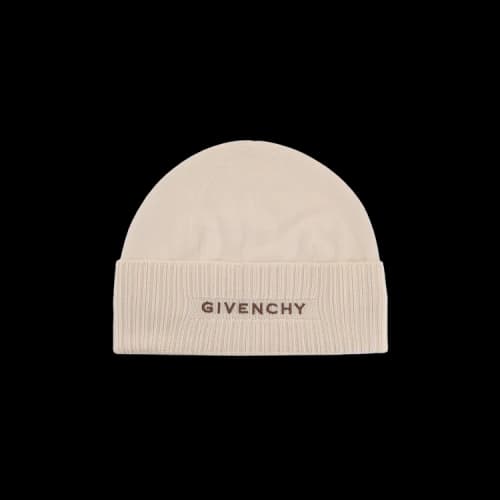 Givenchy Ribbed Embroidered Logo Beanie Eggshell