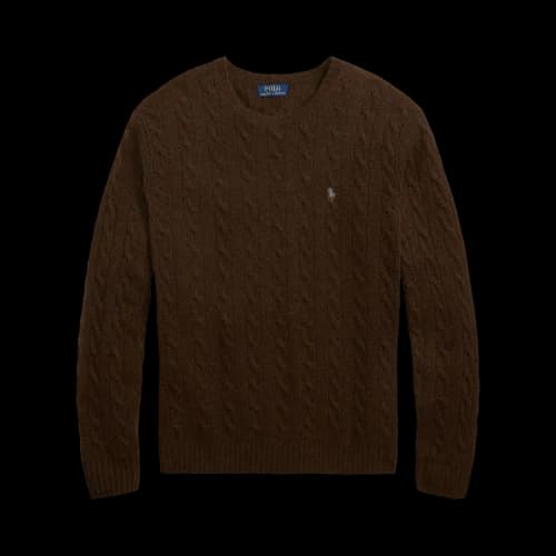 Polo Ralph Lauren Long Sleeve Cable Knit Crewneck Sweater 'Cacao Brown Heather'