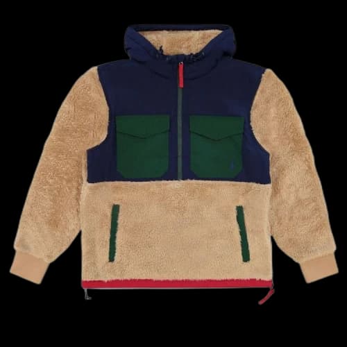 Polo Ralph Lauren Mixed Sherpa Fleece Half Zip Jacket 'Camel'