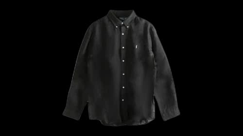 Polo Ralph Lauren Long-Sleeve Piece Dye Linen Sport Shirt Polo Black