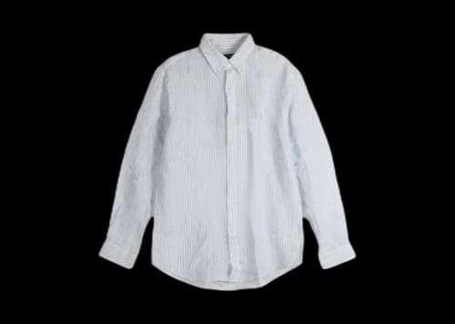 Polo Ralph Lauren Yarn-Dyed Linen Long-Sleeve Sport Shirt White Blue