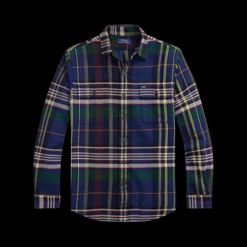 Polo Ralph Lauren Brushed Flannel Long-Sleeve Sport Shirt 'Navy/Wine/Multicolor'