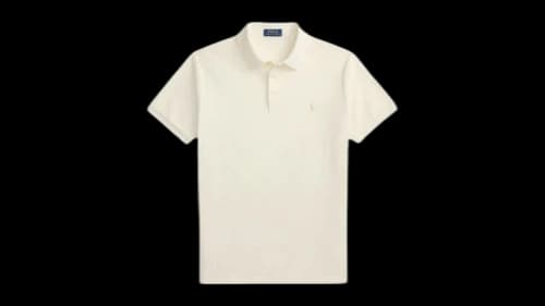 Polo Ralph Lauren Short-Sleeve Cotton Honeycomb Textured Custom Slim Polo Shirt Pale Cream