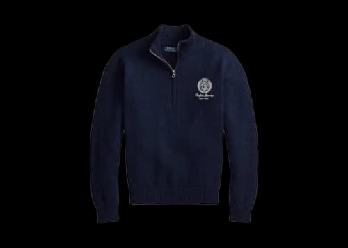 Polo Ralph Lauren Cotton Embroidered Tennis Long-Sleeve Sweater Hunter Navy