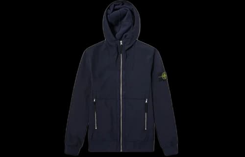 STONE ISLAND Soft Shell-R Sleeve hooded Zipper Unisex Navy Blue
