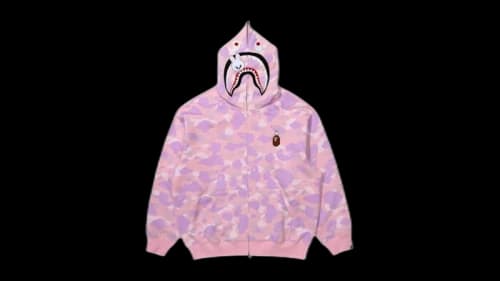 BAPE x Stray Kids Lee Know Shark Full Zip Hoodie Pink