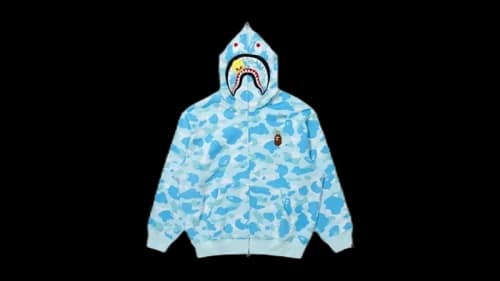 BAPE x Stray Kids Felix Shark Full Zip Hoodie Light Blue