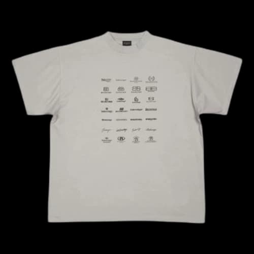 Balenciaga Archives Logos T-Shirt Oversized 'Light Grey'