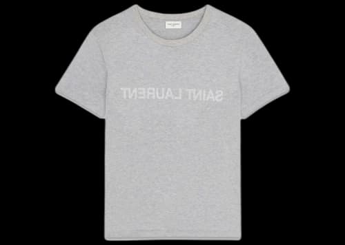 Saint Laurent Reverse T-Shirt Gris Chine Et Natural