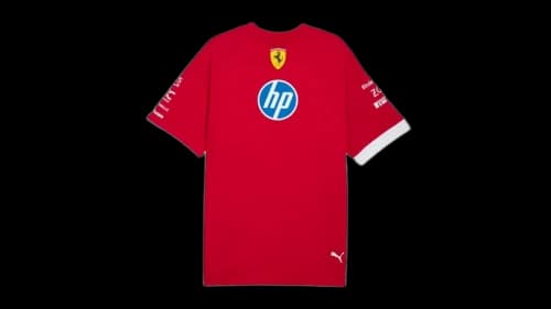 Puma Scuderia Ferrari Drivers Logo Crew Neck Short Sleeve T-Shirt Dark Cherry