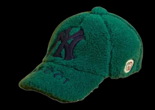 Gucci x MLB 2022 Shearling Baseball Hat with Yankees Patch Green