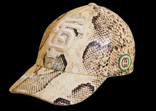 Gucci x MLB 2022 Printed Baseball Hat with Giants Patch Printed Leather
