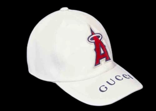 Gucci x MLB 2022 Leather Baseball Hat with Angels Patch White