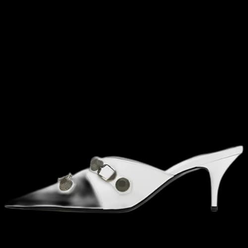 Balenciaga Cagole Heeled Mules 'White Lambskin' (Women's)