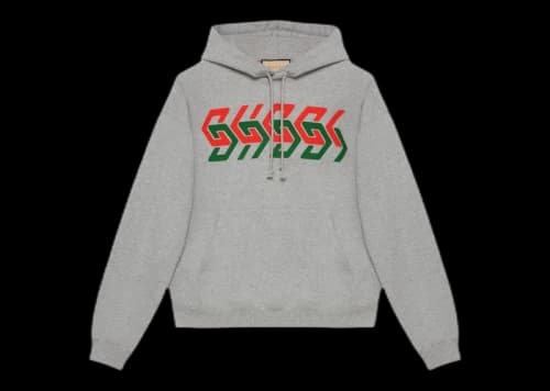 Gucci Chain Print Hooded Sweatshirt Grey/Red/Green