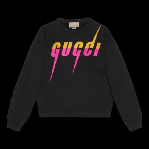 GUCCI Cotton jersey printed sweatshirt with Gucci Blade print 'Black'