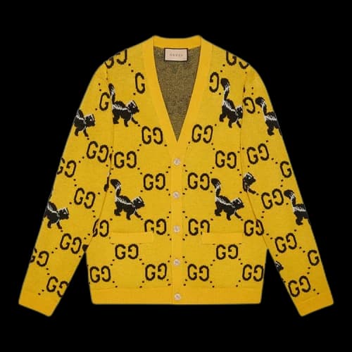 Gucci GG And Skunk Cardigan 'Yellow'