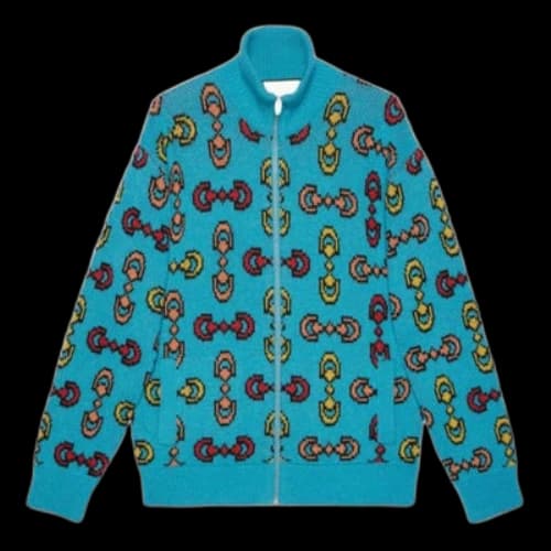 Gucci Horsebit Jacquard Wool Bomber Jacket 'Blue'