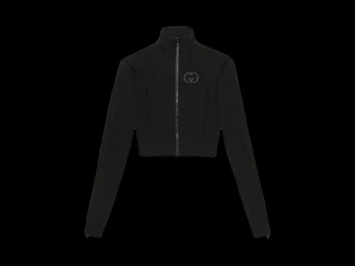 Gucci Seamless Athletic Interlock Zippered Top Jacket Black
