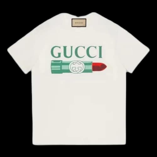 Gucci Lipstick Print Print Cotton T-Shirt 'White' (Women's)