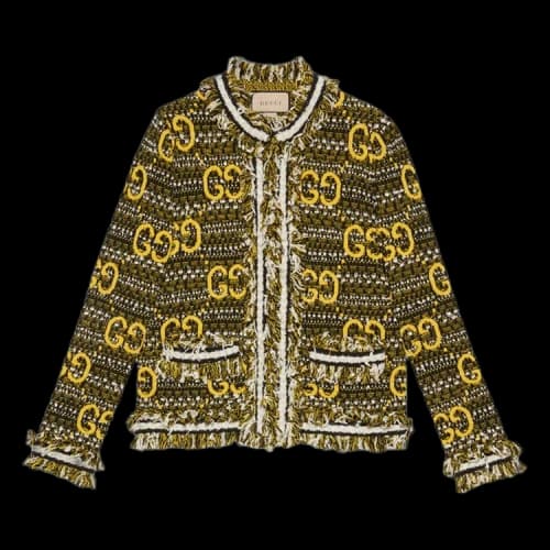 Gucci GG Cardigan 'Black/Ivory/Yellow'