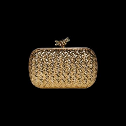 Bottega Veneta Knot Metallic Intreccio Clutch 'Gold'