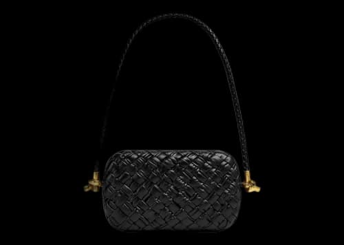 Bottega Veneta Knot Foulard Intrecciato Minaudiere On Strap Black