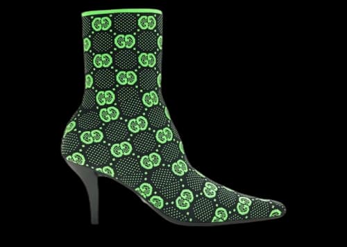Gucci GG 75mm Knit Ankle Boots Black Fluorescent Yellow Fabric