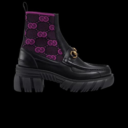 Gucci Horsebit GG Jersey Boot 'Black Fuchsia' (Women's)
