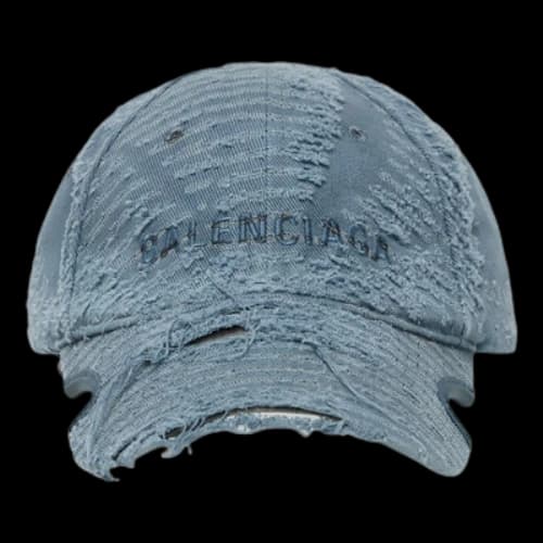Balenciaga Laser Destroyed Logo Ball Cap 'Fade Blue' (Women's)