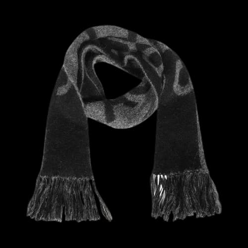 Saint Laurent Logo Detailed Fringed Edge Scarf 'Blackgrey'