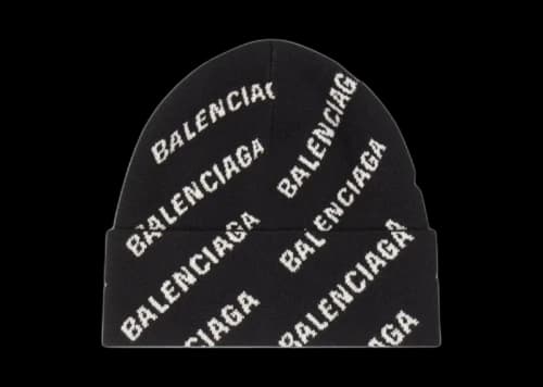 Balenciaga Mini Allover Logo Beanie Black/White