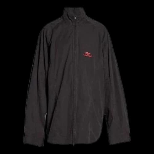 Balenciaga 3B Sports Icon Zip-Up Tracksuit Shirt 'Black Red'