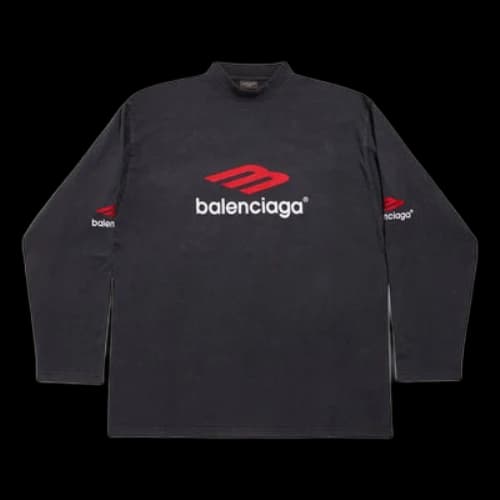 Balenciaga 3B Sports Icon Long Sleeve T-Shirt Oversized 'Black Red White'