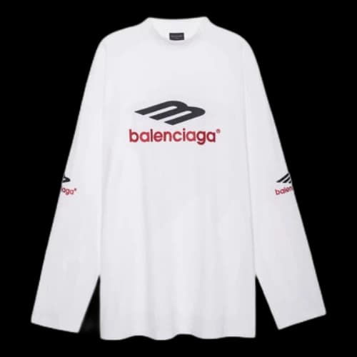 Balenciaga 3B Sports Icon Long Sleeve T-Shirt Oversized 'White Black Red'