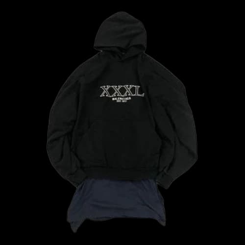 Balenciaga XXXL Patched T-Shirt Hoodie Oversized 'Black'