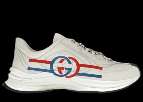 Gucci Run White Blue Red Interlocking G White Stripe Detail
