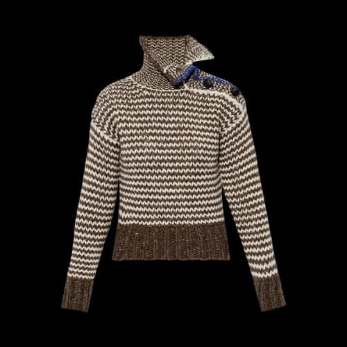 Bottega Veneta Zig Zag Knit Sweater 'Milkweed/White'